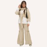 ست دو تکه زنانه کت کراپ گره‌ای و شلوار مدل مدرن شیک | پروشات